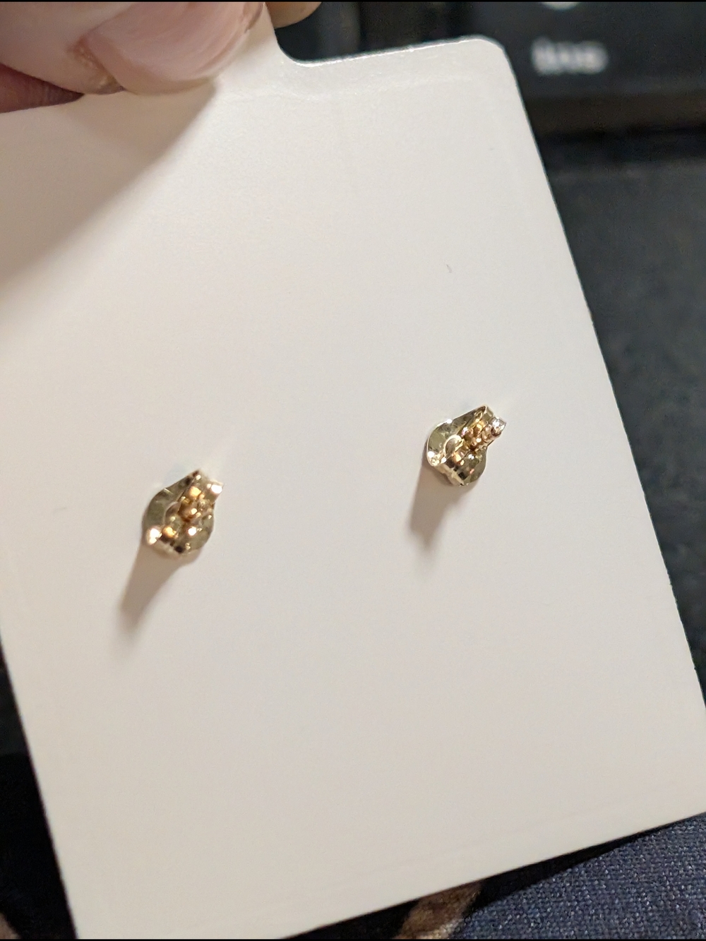Classic 10K Gold CZ Stud Earrings - Picture 4 of 5